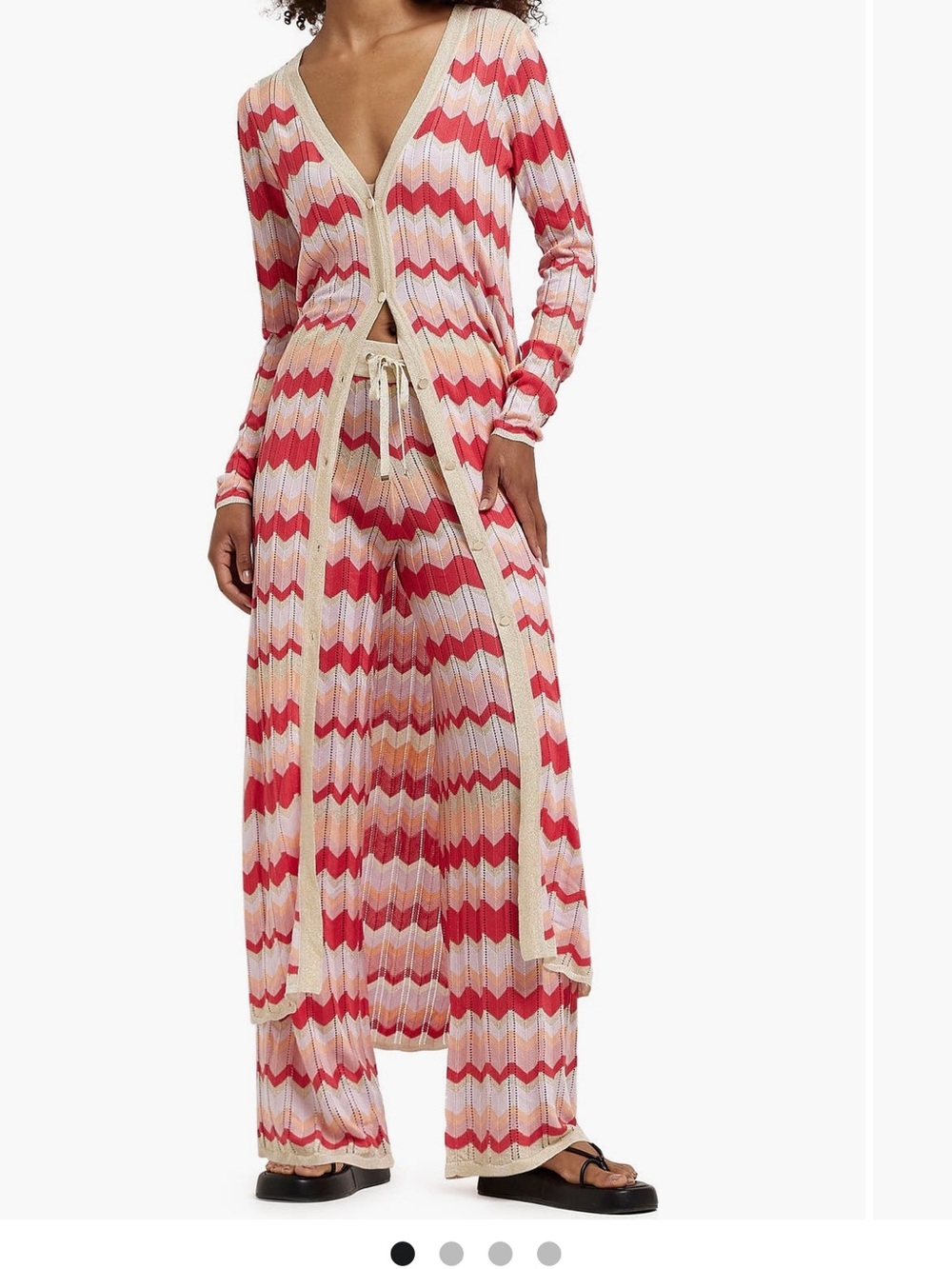 River Island Chevron Knit Pool Swim cover up Missoni vibe Pants - Red & Pink